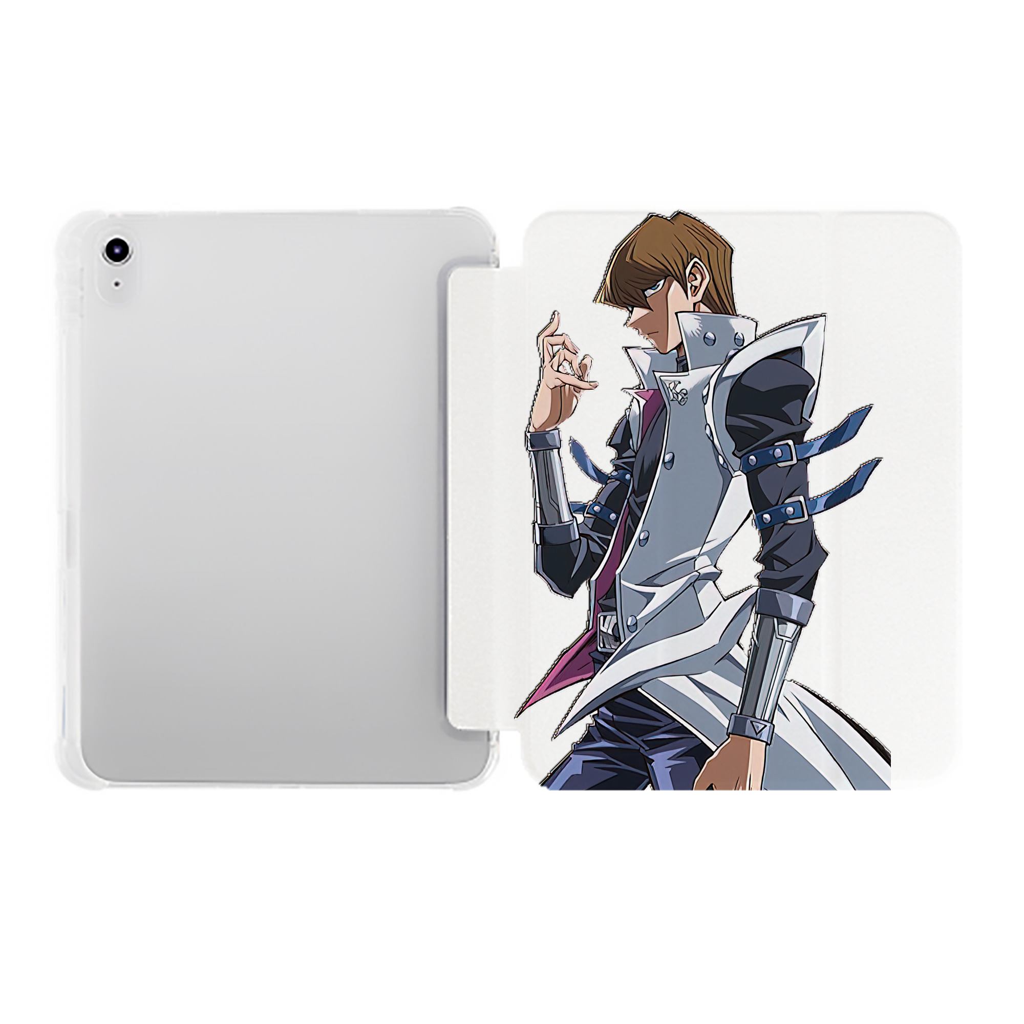 （画像用） 遊☆戯☆王 Yu-Gi-Oh! IPad ケース ペン収納付き 三つ折りスタンド PUレザー×シリコン 対応機種9.5/10.5/10.9インチ